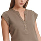 Calvin Klein Women's Cap Sleeve Henley Green Size Small