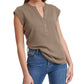 Calvin Klein Women's Cap Sleeve Henley Green Size Small