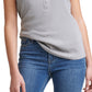 Calvin Klein Women's Cap Sleeve Henley Gray Size Large