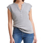 Calvin Klein Women's Cap Sleeve Henley Gray Size Medium