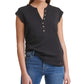 Calvin Klein Women's Cap Sleeve Henley Black Size Medium