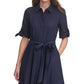 Calvin Klein Women's Solid Midi Shirtdress Blue Size 10