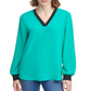 Calvin Klein Women's V Neck Solid Top Green Size Medium
