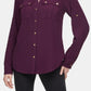 Calvin Klein Women's Textured Roll Tab Blouse Purple Size Large
