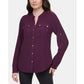 Calvin Klein Women's Textured Roll Tab Blouse Purple Size Medium