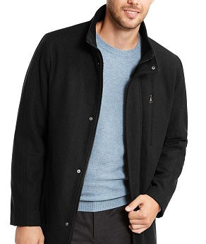 Calvin Klein Men's Classic Wool Overcoat Black Size XL