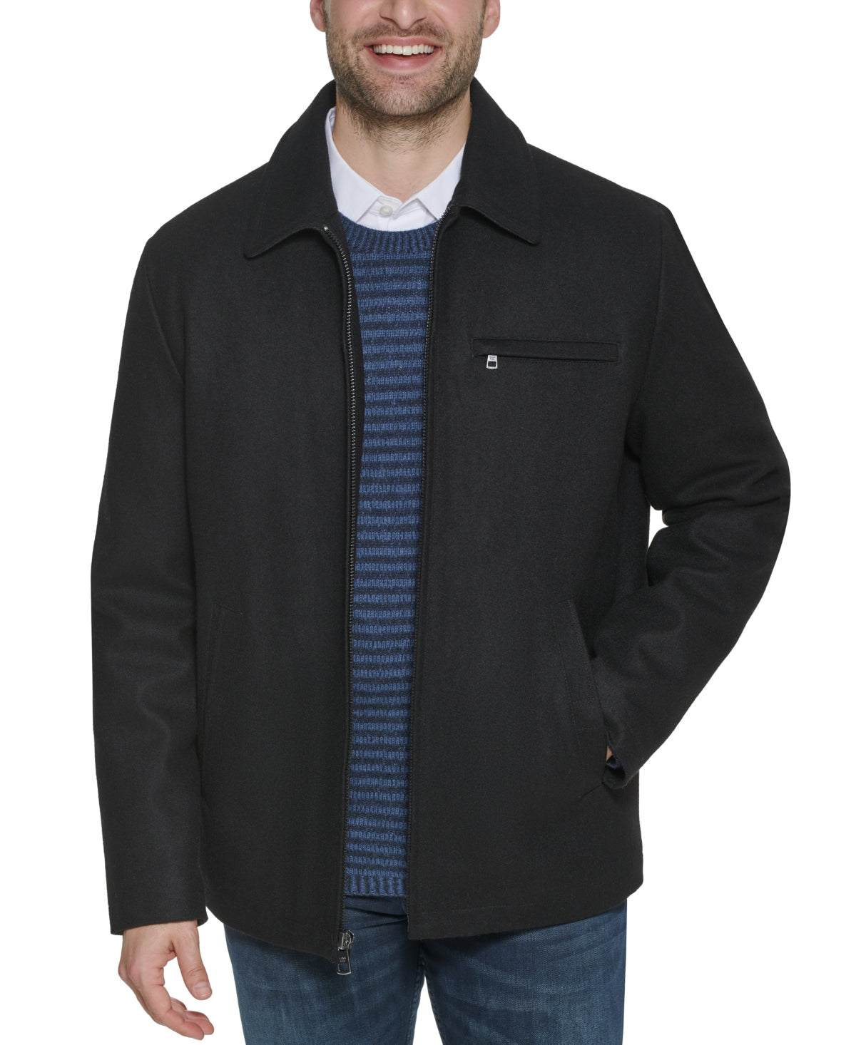 Calvin Klein Men's Wool Hipster Jacket Black Size Medium