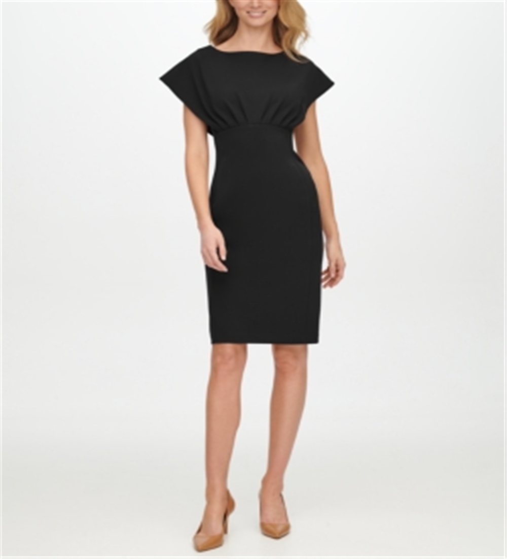 Calvin Klein Women's Scuba Crepe Empire Waist Dress Black Size 10