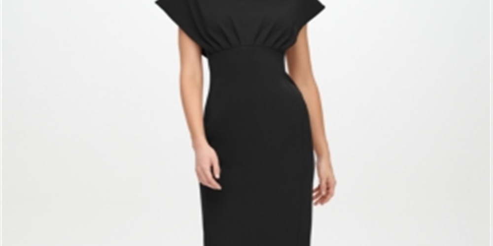 Calvin Klein Women's Scuba Crepe Empire Waist Dress Black Size 10
