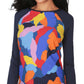 Nautica Women's Printed Rash Guard Swimsuit Blue Size Large