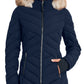 Nautica Women's Faux Fur Trim Hooded Stretch Puffer Coat Blue Size X-Large