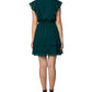 Sage Women's Ruffled Sheer Button Lined Flutter Sleeve Split Short Evening Fit Flare Dress Green Size 6Petite