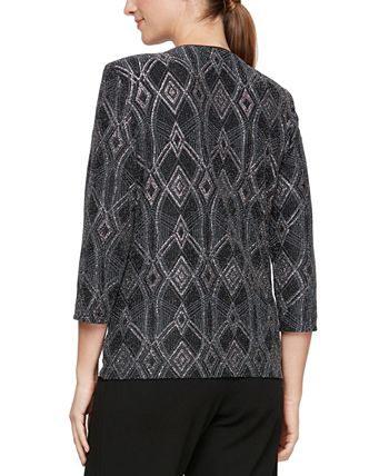 Alex Evenings Women's Jacquard Scoop Neck Tank Top & Jacket Black Size Medium