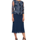 Alex Evenings Women's Mock Jacket Midi Dress Blue Size 14