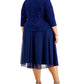 Alex Evenings Women's Glitter Mock Two Piece Dress With Jacket Blue Size 14W