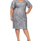 Alex Evenings Women's Slit Sleeve Sequin Cocktail Minidress Gray Size 18W