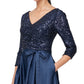 Alex Evenings Women's Sequined Bodice Midi Dress Blue Size 14