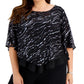 Alex Evenings Women's Sequin Popover Top Black Size 3X