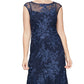 Alex Evenings Women's Embroidered Trumpet Gown Blue Size 14