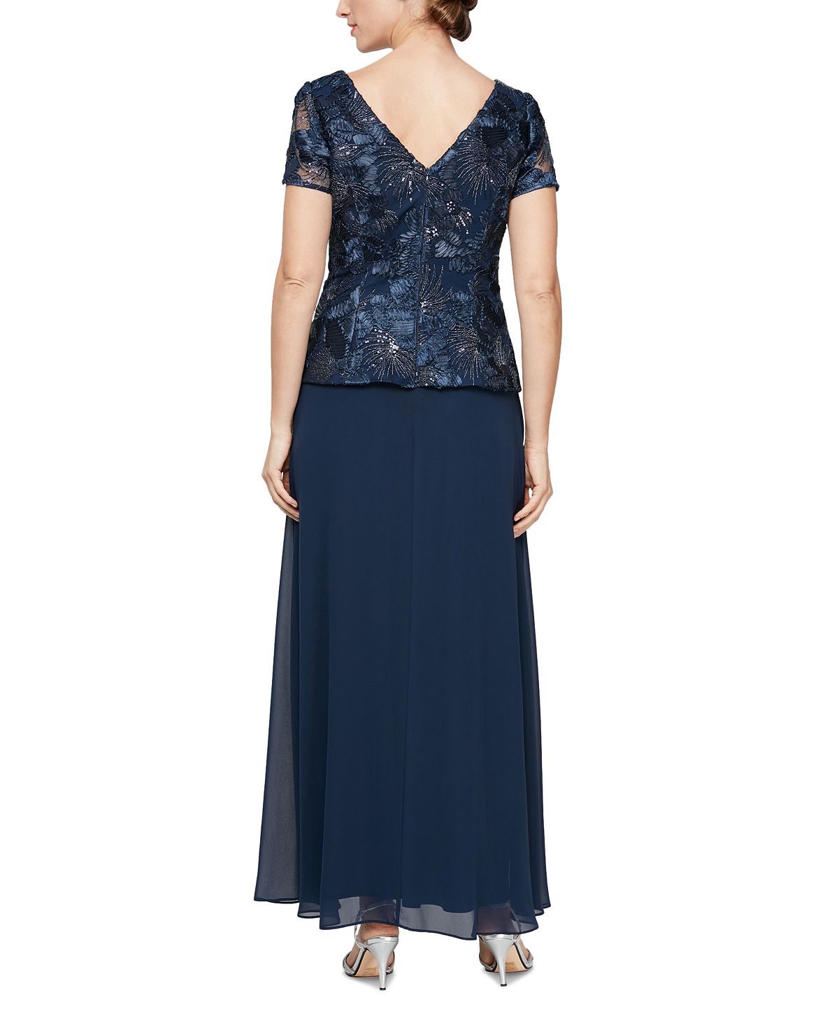 Alex Evenings Women's Embellished Top Dress Blue Size 12