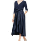 Alex Evenings Women's Surplice Neck Tea Length Dress Blue Size 8