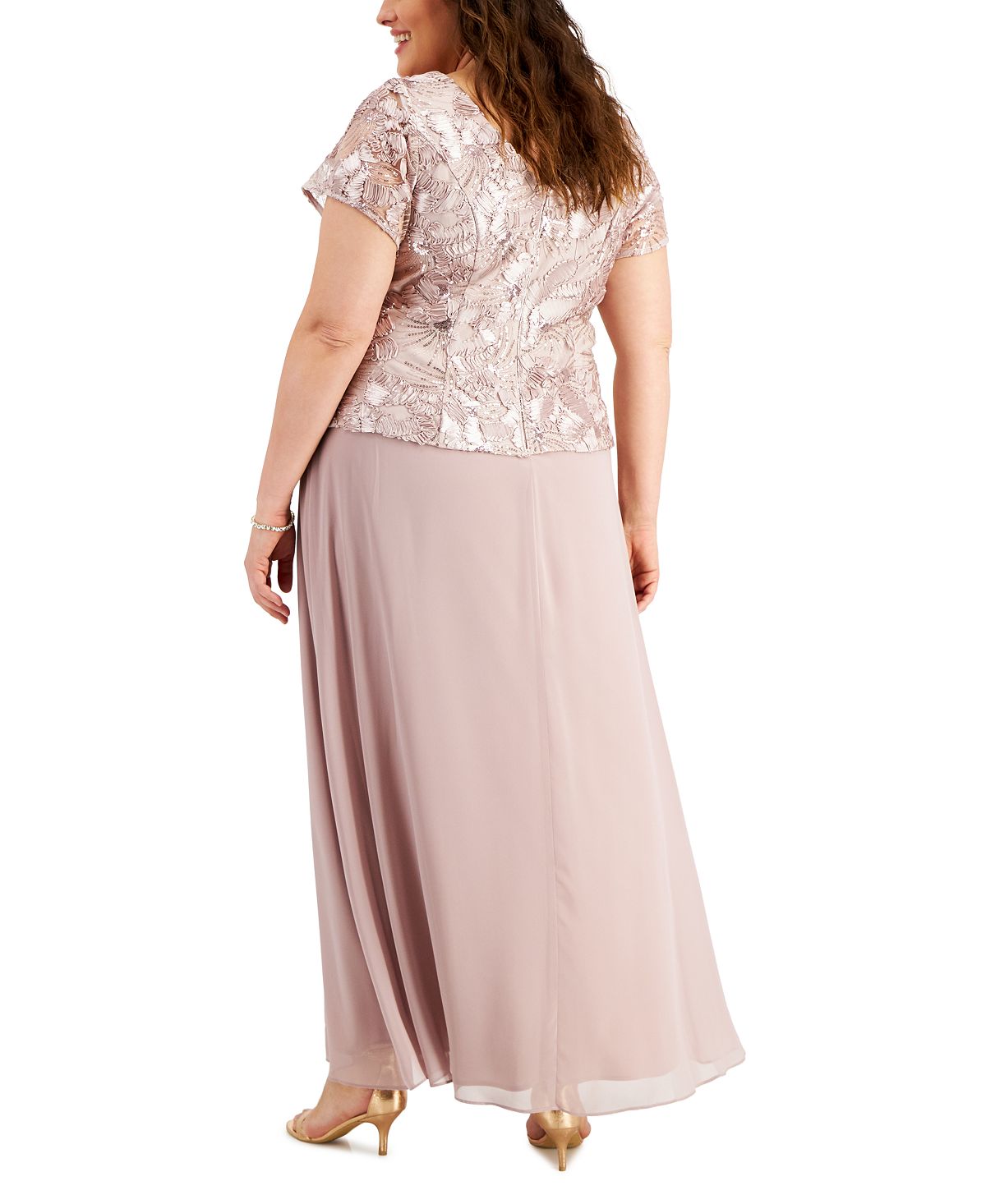 Alex Evenings Women's Mixed Media Gown Pink Size 16W