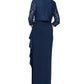 Alex Evenings Women's 2 Pc Lace Bolero & Gown Set Blue Size 12Petite