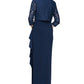 Alex Evenings Women's Beaded Bolero Jacket & Empire Waist Gown Blue Size 16 Petite
