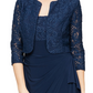 Alex Evenings Women's Beaded Bolero Jacket & Empire Waist Gown Blue Size 16 Petite