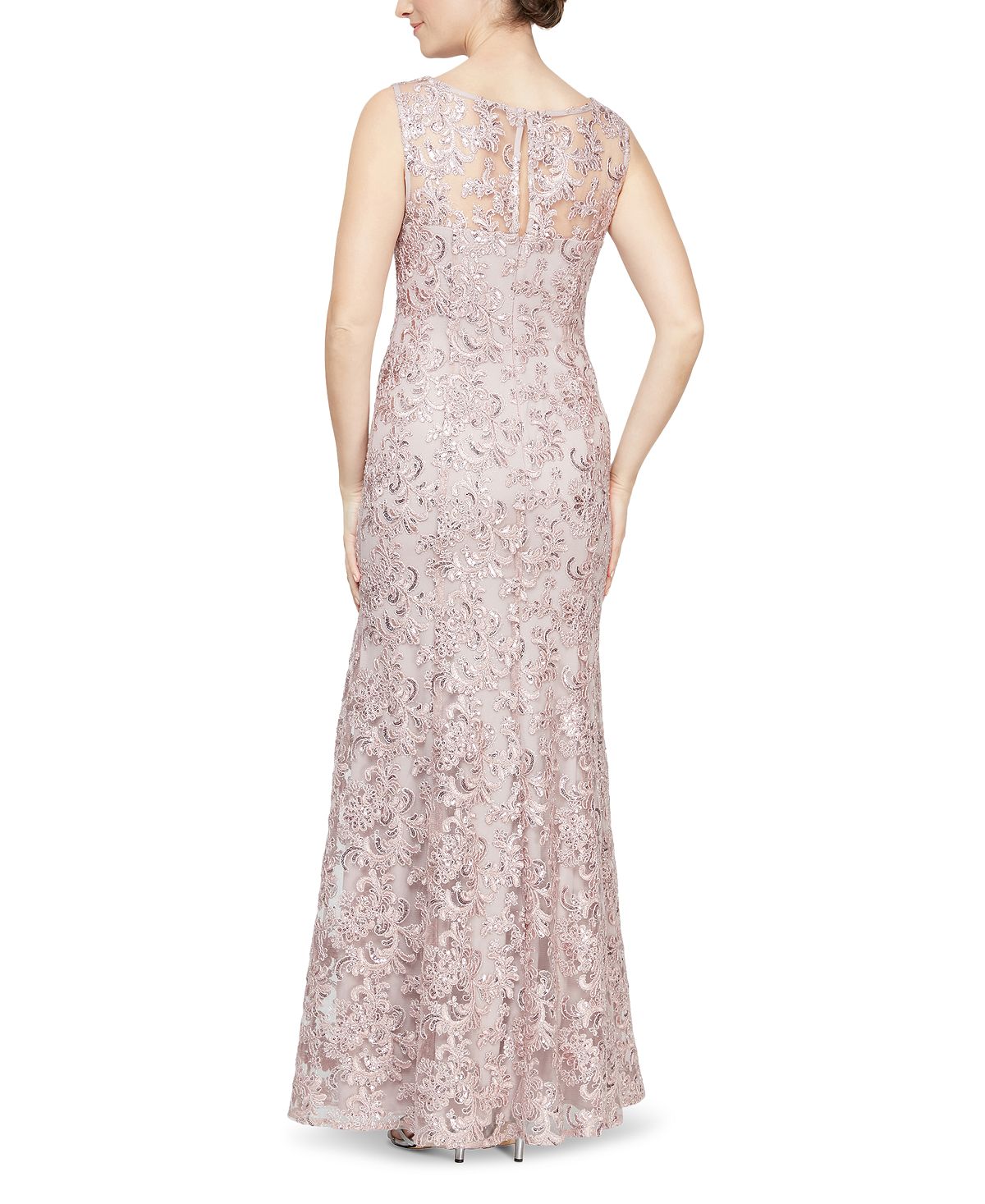 Alex Evenings Women's Embroidered Gown & Shawl Set Pink Size 4Petite