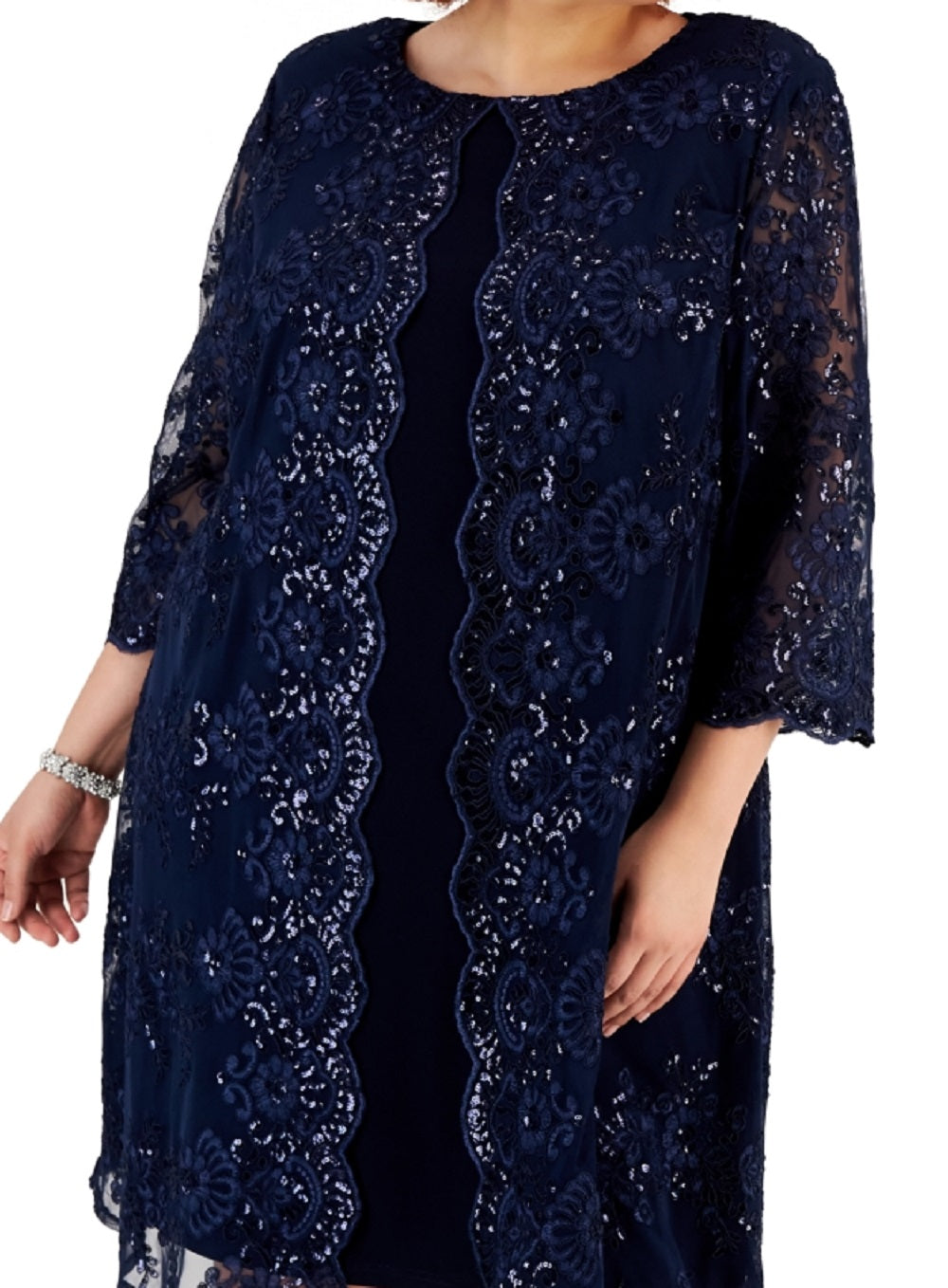 Alex Evenings Women's Dress & Embellished Jacket Blue Size 16W