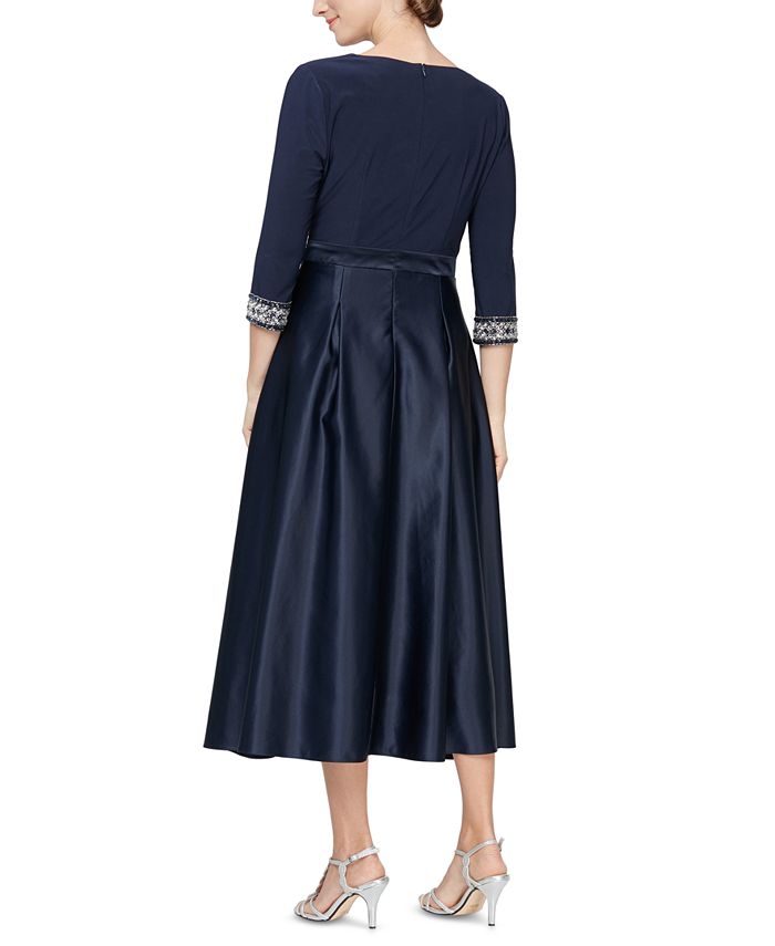Alex Evenings Women's Surplice Neck Tea Length Dress Blue Size 6 Petite
