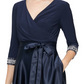 Alex Evenings Women's Surplice Neck Tea Length Dress Blue Size 6 Petite