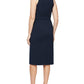Alex Evenings Women's Floral Neck Sheath Dress Blue Size Small