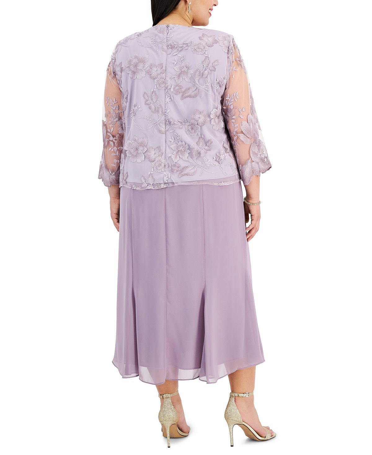 Alex Evenings Women's A Line Dress With Lace Mock Jacket Purple Size 16W