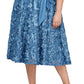 Alex Evenings Women's Tea Length Jersey & Rosette Lace Dress Blue Size 18W