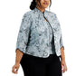 Alex Evenings Women's Mandarin Collar Jacket & Top Set Green Size 2X