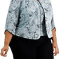Alex Evenings Women's Mandarin Collar Jacket & Top Set Green Size 2X