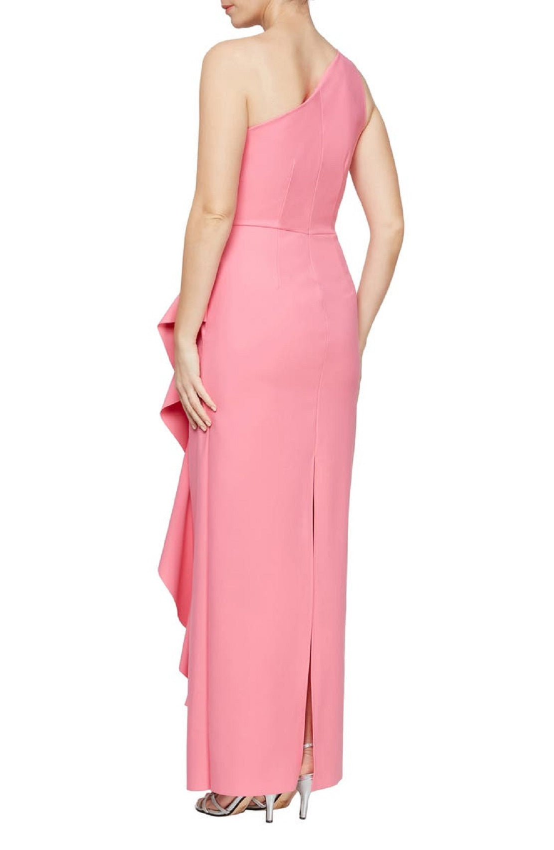Alex & Eve Women's One Shoulder Ruffle Gown Pink Size 8