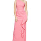 Alex & Eve Women's One Shoulder Ruffle Gown Pink Size 16