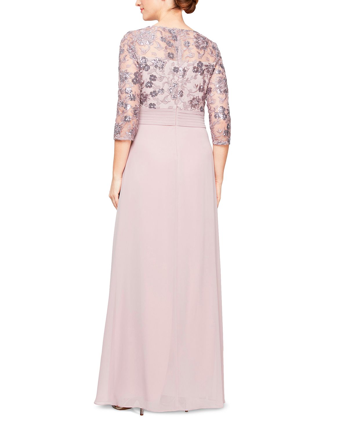 Alex Evenings Women's Embroidered Sequin A-Line Gown Purple Size 6Petite