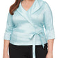 Alex Evenings Women's Shimmer V Neck Blouse Blue Size 1X