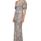 Alex Evenings Women's Sequin Lace Cold Shoulder Trumpet Gown Pink Size 16 Petite