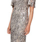 Alex Evenings Women's Sequin Lace Cold Shoulder Trumpet Gown Pink Size 16 Petite
