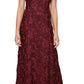 Alex Evenings Women's Rosette Lace A Line Gown Purple Size 16 Petite