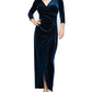 Alex Evenings Women's Long Surplice Neckline Dress Skirt Blue Size 8