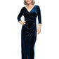 Alex Evenings Women's Long Surplice Neckline Dress Skirt Blue Size 8