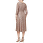 Alex Evenings Women's Sequined 3/4 Sleeve Dress Brown Size 14