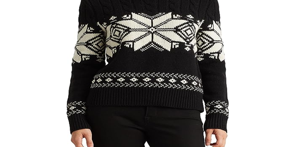 Ralph Lauren Women's Superb Long Sleeve Funnel Knit Black Size Medium
