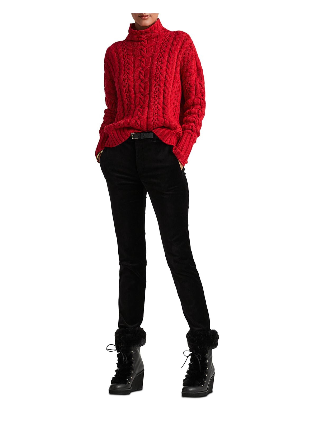 Ralph Lauren Women's Long Sleeve Turtle Neck Sweater Red Size XX-Large
